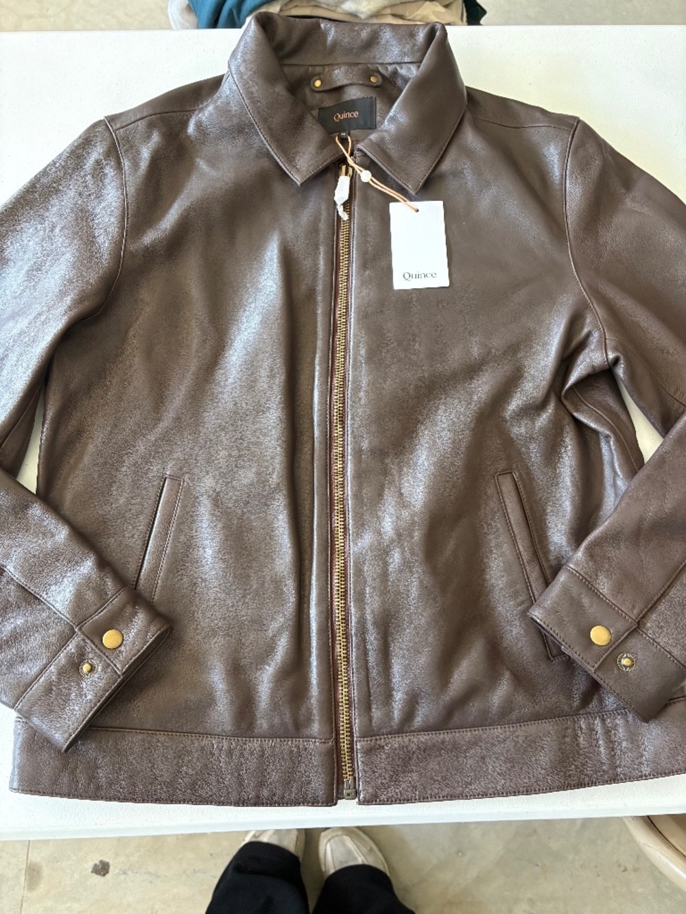 100% Quince Leather Harrington Jacket